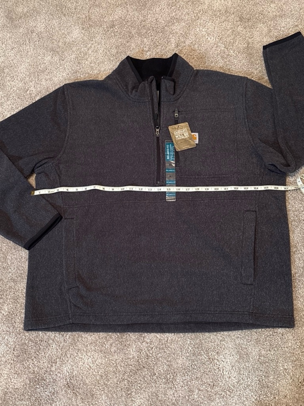 Carhartt Men’s Dark Charcoal Half-Zip Pullover Sweater